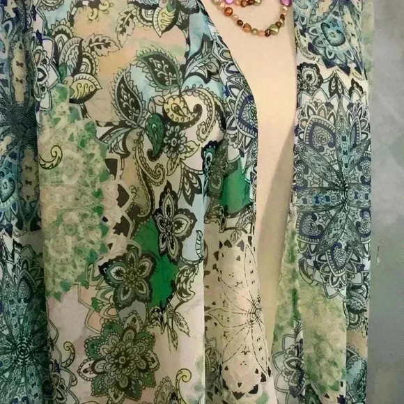 Chico’s Sheer Kimono Size 1 Sm/Md Paisley Design - Picture 2 of 10